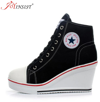 Women Shoes Platform 2020 Hidden Wedge Boots Shoes For Women High Heel Top Canvas Shoes Casual Shoes Ladies With 0.8 CM