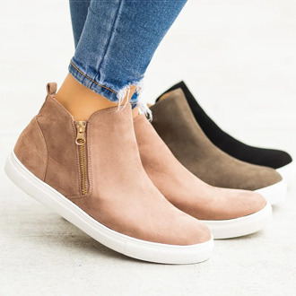 Women Shoes Plus Size 43 Vulcanized Shoes Woman Autumn Flats Zipper Sneakers Women 2019 New Casual Chaussures Femme Black