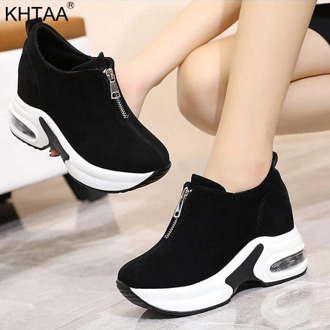 Women Shoes Thick Bottom Ladies Vulcanized Shoes High Platform Fashion Footwear Zipper Internal Increased Female Sneakers Shoe