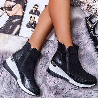 Women Sneakers 2020 Autumn High Top Vulcanize Shoes Women Platfrom Wedges Shoes Zipper Chunky Sneakers Female Shoes Plus Size