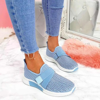 Women Sneakers 2020 New Bling Rhinestone Ladies Shoes Slip On Comfortable Sole Running Walking Shoes Female Flat Sports Shoes