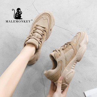 Women Sneakers Shoes White 2020 Spring Sport Thick Sole Lady Leisure Shoes Lace Up Comfortable Women Chunky Sneakers 932555