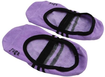 Women'snon-Slip Sticky Yoga Sokken Aerobics Pilates Dans Sneakers Fitness Ballet Sokken Antislip Bandage Sport Katoen Yoga sokken paars
