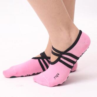 Women'snon-Slip Sticky Yoga Sokken Aerobics Pilates Dans Sneakers Fitness Ballet Sokken Antislip Bandage Sport Katoen Yoga sokken roze