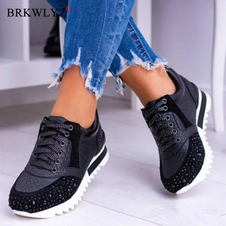 women sparkling stone design sneakers casual women flat comfortable walking shoes women 2020 fashion