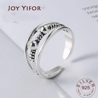 Women Unique Adjustable Opening 925 Sterling Silver Finger Ring Retro 3layers Carved Toe Ring Beach Foot Jewelry