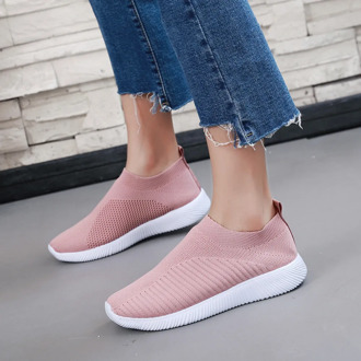Women Vulcanized Shoes High Quality Sneakers Slip On Flats Shoes Loafers 2020 Flat Breathable mesh flat running sneakers #May19