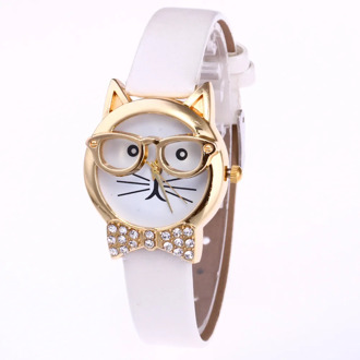 Women Watches Cute Glasses Cat Women Analog Quartz Dial Wrist Watch Bracelet watch relojes mujer Brand Luxury Wrist watch