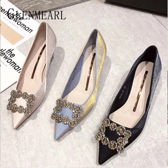 Women Wedding High Heels Diamond Party Dress Shoes Luxurious Crystal Point Toe Pumps Autumn 2020 New Shoes High Heels Women