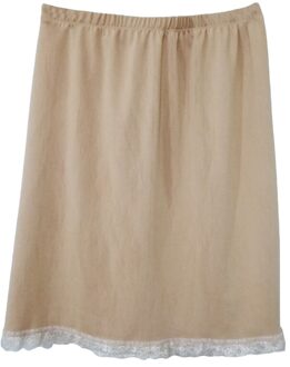 Womenelastic Taille Half Slip Petticoat Rokken Onderrok Lady Crinoline Melk Zijde Witte Kant Commuter Kantoor Dames Rok 2 Stijl huid Lace