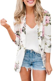 Womens Dames Retro Bloemen Rits Up Bomber Jas Casual Jas Bovenkleding