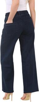Womens Elasticated High Waist Wide Leg Jeans in Donkerblauw - EU 48 Normaal / UK 20 Normaal
