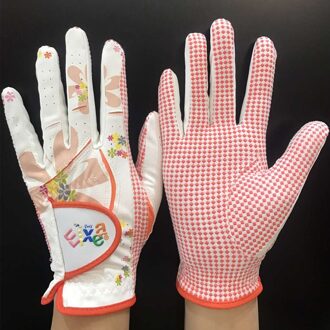 Womens Golf Handschoenen Lady Bloem Dubbele Handed Sport Anti Slip Korrels Ademend Clubs Trainning Handschoenen 18