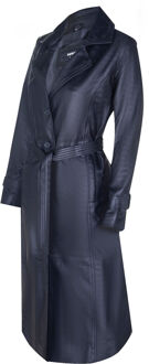 Womens lange lengte stropdas riem trenchcoat-Ongar Zwart - EU 50 / UK 22