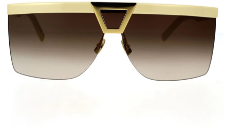 Womens Mask Style Sunglasses with Geometric Detail Saint Laurent , Beige , Dames - ONE Size