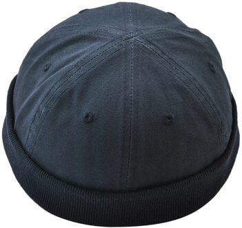Womens Mens Skullcap Cap Brimless Sailor Hoed Beanie Cap diep blauw
