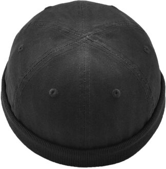 Womens Mens Skullcap Cap Brimless Sailor Hoed Beanie Cap zwart