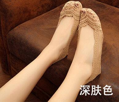 Womens Sok Vrouwelijke Thuis Antislip Onzichtbare Korte Sokken Slippers Ondiep Zomer No Show Sokken Voor Vrouwen Lace Boot Sokken JH823629 donker kleur