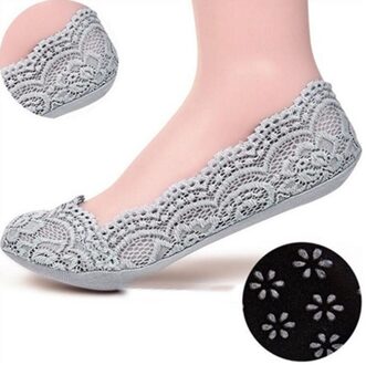 Womens Sok Vrouwelijke Thuis Antislip Onzichtbare Korte Sokken Slippers Ondiep Zomer No Show Sokken Voor Vrouwen Lace Boot Sokken JH823629 grijs