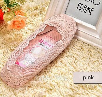 Womens Sok Vrouwelijke Thuis Antislip Onzichtbare Korte Sokken Slippers Ondiep Zomer No Show Sokken Voor Vrouwen Lace Boot Sokken JH823629 roze