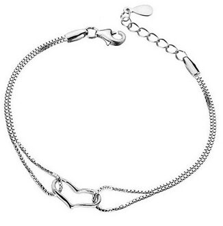 Womens Sterling Armband Eenvoudige Elegante Hartvormige Armband Tt @ 88
