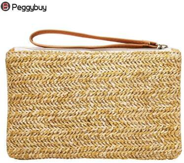 Womens Straw Clutch Bag Bohemian Zomer Strand Stro Portemonnee Rits Polsbandje Portefeuilles Voor Vrouwen 2