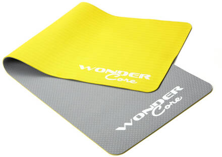 Wonder Core Yoga mat TPE 0,6 cm - Grijs/Groen - Fitnessmat - Fitnessaccessoire