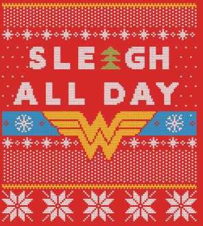 Wonder Woman 'Sleigh All Day Christmas Jumper - Red - L Rood