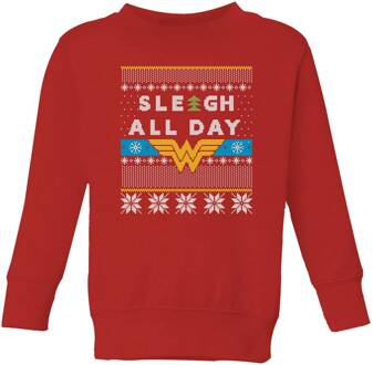 Wonder Woman 'Sleigh All Day Kids' Christmas Jumper - Red - 134/140 (9-10 jaar) Rood - L