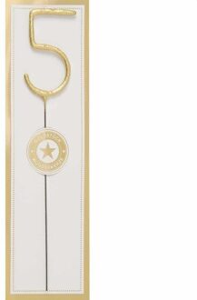 Wondercandle sterretje Nummer 5 Kaars Goud (Wit Goldstuck)