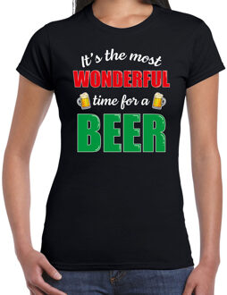 Wonderful beer fout Kerst bier t-shirt zwart voor dames S