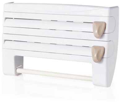 Wonderlife Wall-Mount Saus Fles Opbergrek Multifunctionele Keuken Organizer Conserveermiddel Film Dispenser Saus Papierrol wit