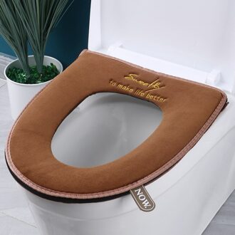 Wonderlife Warm Toilet Seat Cover Met Handvat Zachte Pluche Rits Toilete Accessoires Badkamer Decoratie Accessoires Wc Mat bruin