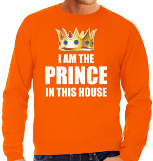 Woningsdag Im the prince in this house sweater / trui voor thuisblijvers tijdens Koningsdag oranje heren S - Feesttruien