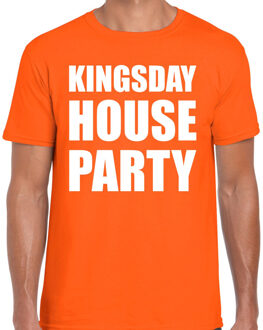 Woningsdag Kingsday house party t-shirts voor thuisblijvers tijdens Koningsdag oranje heren 2XL - Feestshirts