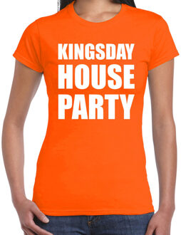 Woningsdag Kingsday house party t-shirts voor thuisblijvers tijdens Koningsdag oranje voor dames 2XL - Feestshirts