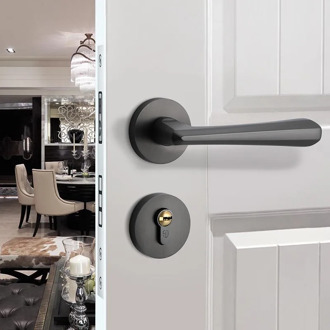 Wood Door Locks Starlight Grey Light Solid Wood Interior Door Lock Luxury Bedroom Split Handle Knob Front Door Handle Lock