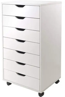 Wood Filing Cabinet Mobile Storage Cabinet for Closet/Office 7-Drawer White Color File Cabinet Storage With 4 360°Wheels