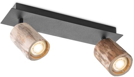 Wood LED Opbouwspot 2L - Zwart