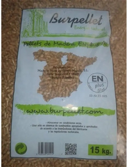 WOOD PELLETS IN PLUS A1 SACK 15KG BURPELLET