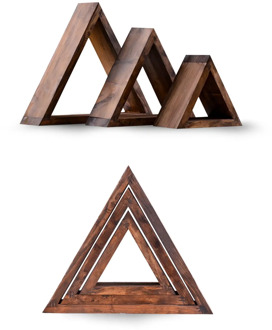 Wood Solid Decorative Design Triangle PCs set Wall Rack Turkish Made Fast Shipping