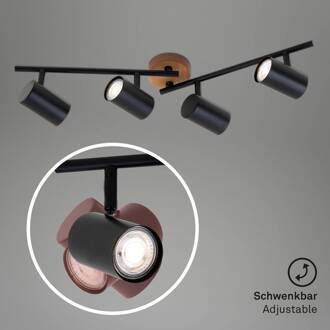 WOOD & STYLE plafondlamp - spots draaibaar - 4-lichts - GU10 - Hout en Metaal - Zwart