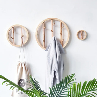 Wood Wall Hooks Decorative Clothes Hanging Hook Crochet Nordic Wooden Cloth Holder Organizer Hangers for Home Hotel Dorm Decor