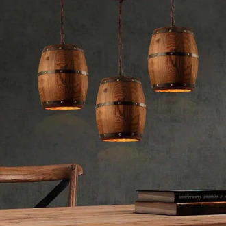 Wood Wine Barrel Hanging Fixture Pendant Lighting Suitable for Bar Cafe Lights Atomasphere Restaurant Lamp