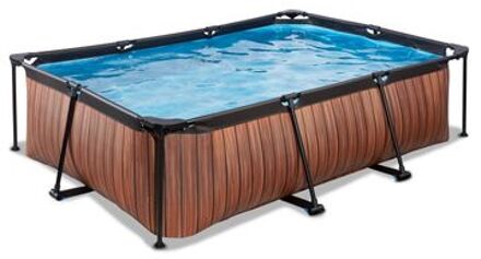 Wood zwembad 220x150x65cm met filterpomp - bruin