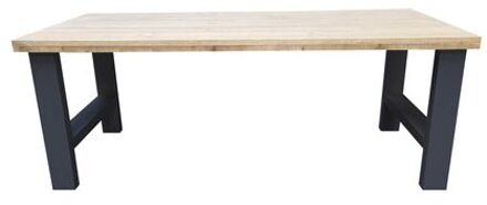 Wood4You Eettafel Seattle - Industrial wood - hout - 180/90 cm - 180/90 cm Antraciet - Eettafels Bruin