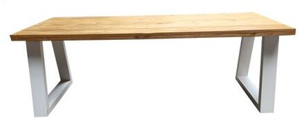 Wood4You Eettafel Vancouver Roasted wood 200Lx78Hx90D cm Wit Bruin