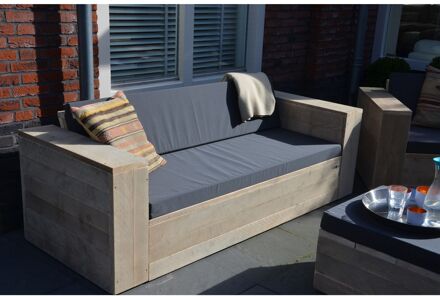 Wood4You Loungebank steigerhout Washington 230cm met kussens Bruin