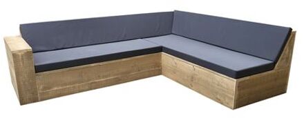 Wood4You Loungeset 1 steigerhout 210x200 cm - L-vorm - incl kussens