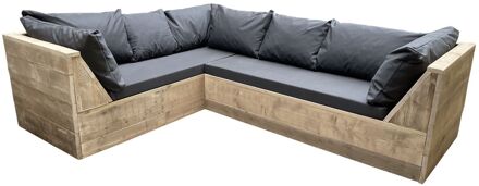 Wood4You Loungeset - 6 Steigerhout - Incl Plofkussens - 200cm - 240cm